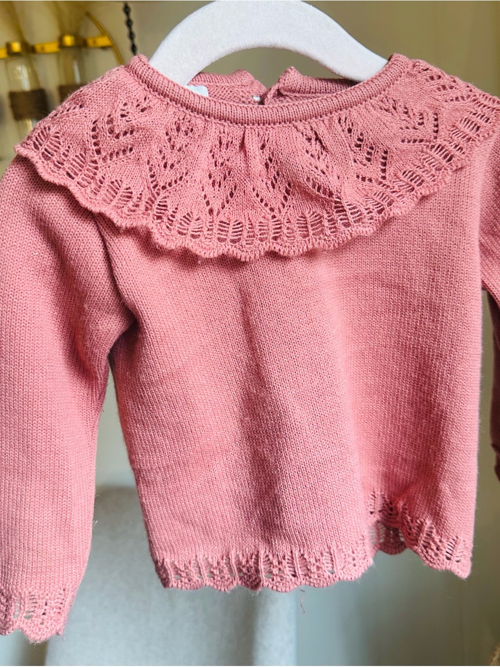 Dona Carmen Pink Knit Ruffle Collar Sweater 24M Spanish Style 🌸